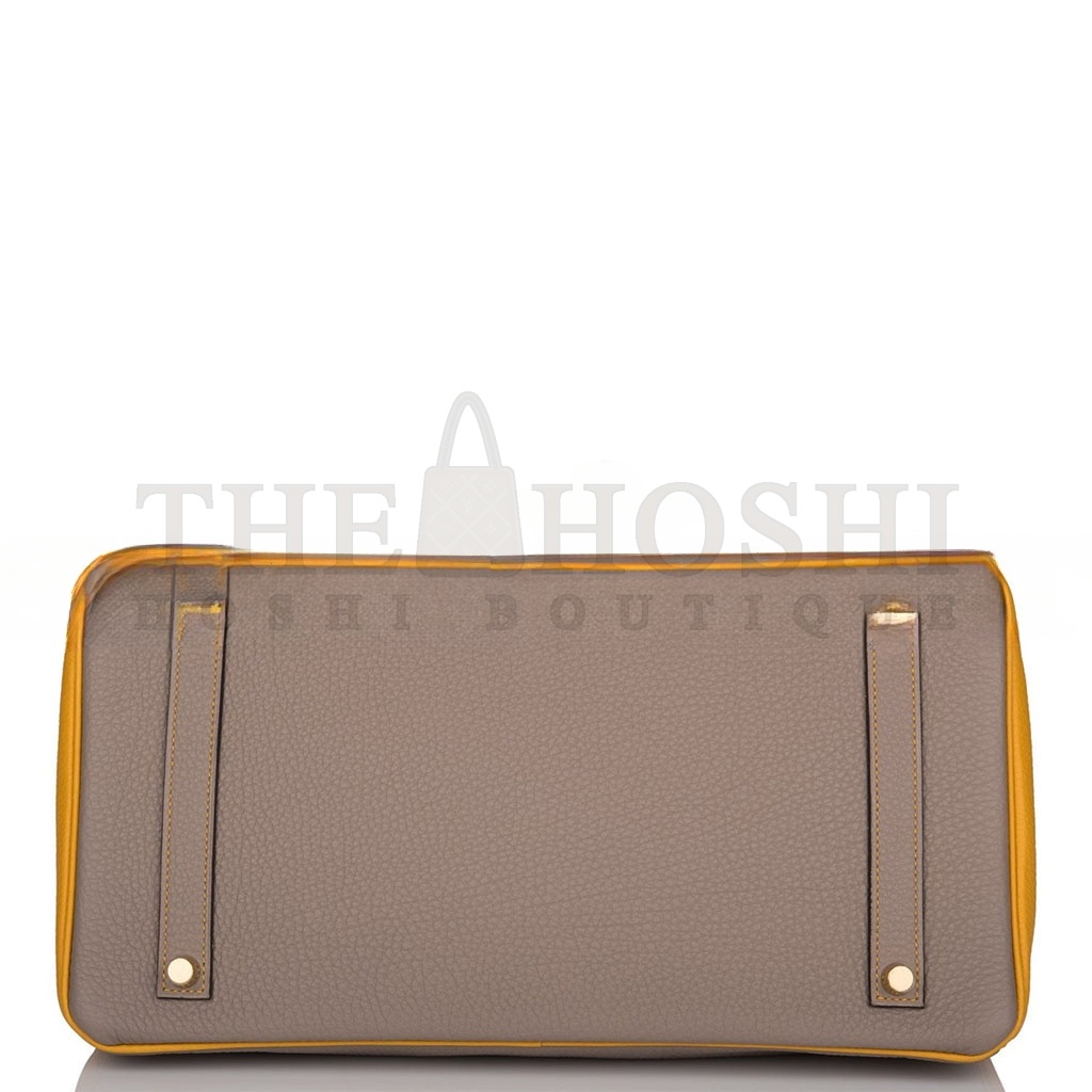 H**me5 BIRKIN 30 EPSOM ASPHALT GREY AND AMBER YELLOW GOLD BUCKLE H028369CK15 (30*23*15cm) Master Quality